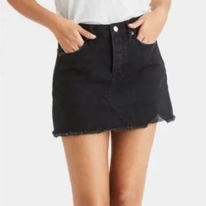 American Eagle High Waist Skirt Black Button Fly Distressed Denim Jean